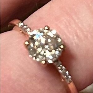 Vermeil Yellow Gold Over Sterling silver moissanite ring size 7 hallmark Djoy925